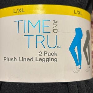 SALE, Time and Tru Plush Lined Leggings, Two Pack Set, Both Pair Black, L/XL